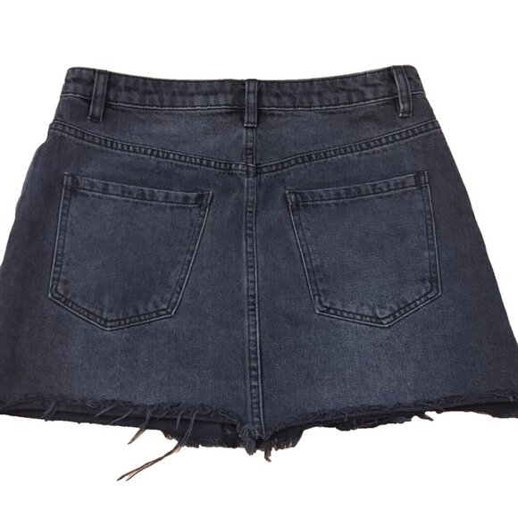 Free People We The Free Zip Up Mini Skirt Distressed Black Denim Womens 28 - Picture 3 of 6